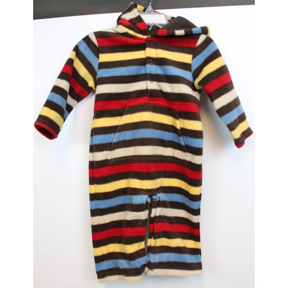 2008 Gymboree Little Conductor Fleece Romper Jumper sz 6-12 18-24 NWT Hooded